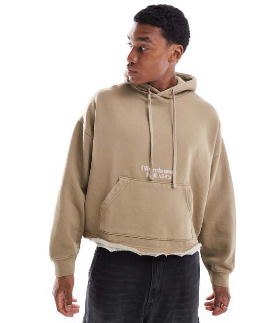 Bershka - Cropped hættetrøje i vasket beige, 4 af 4