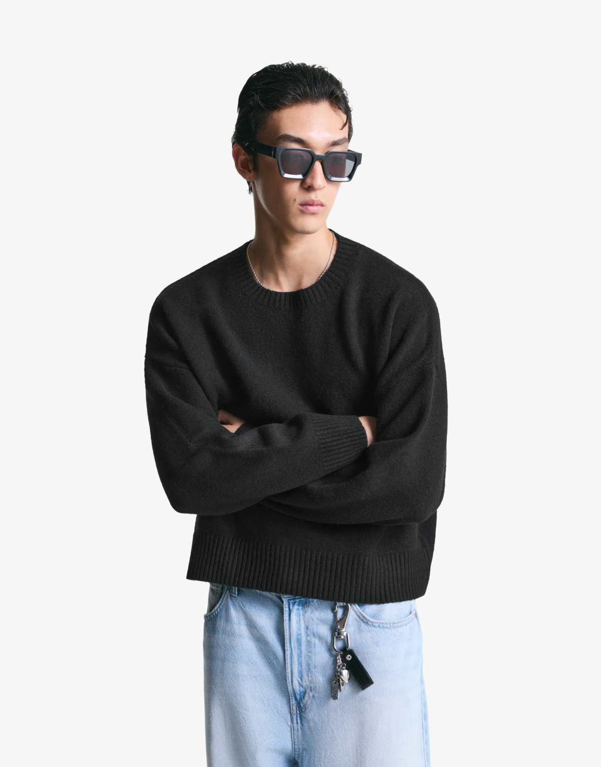 Bershka Cropped jumper in black