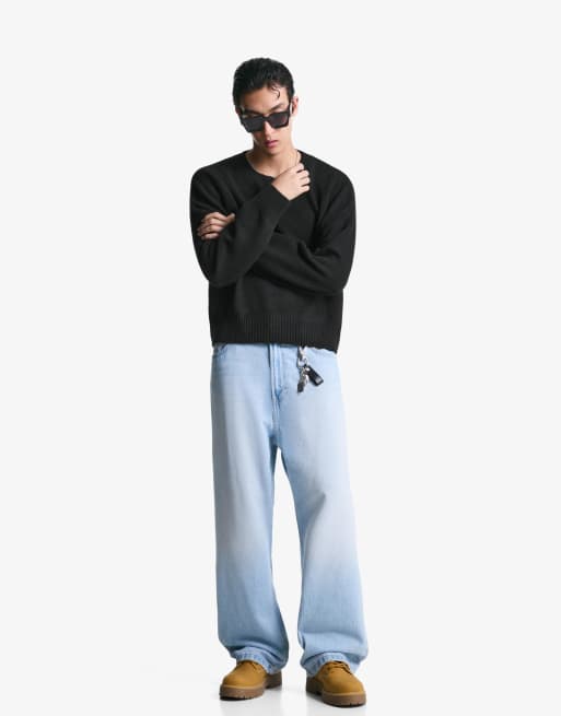 Bershka Cropped jumper in black