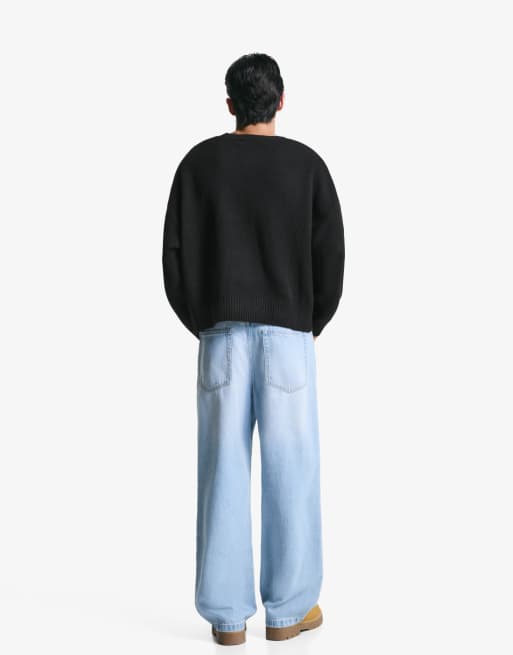 Bershka Cropped jumper in black