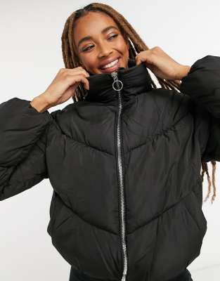 cropped black puffer jacket