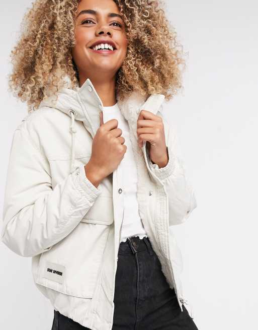 Cropped parka clearance jacket