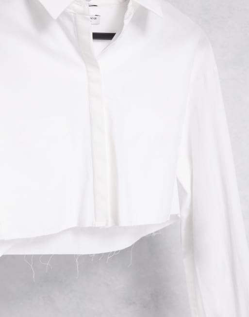 Bershka cropped poplin shirt in white part of a set