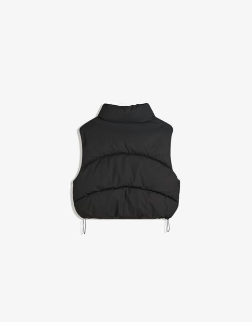 Bershka Cropped puffer gilet in black
