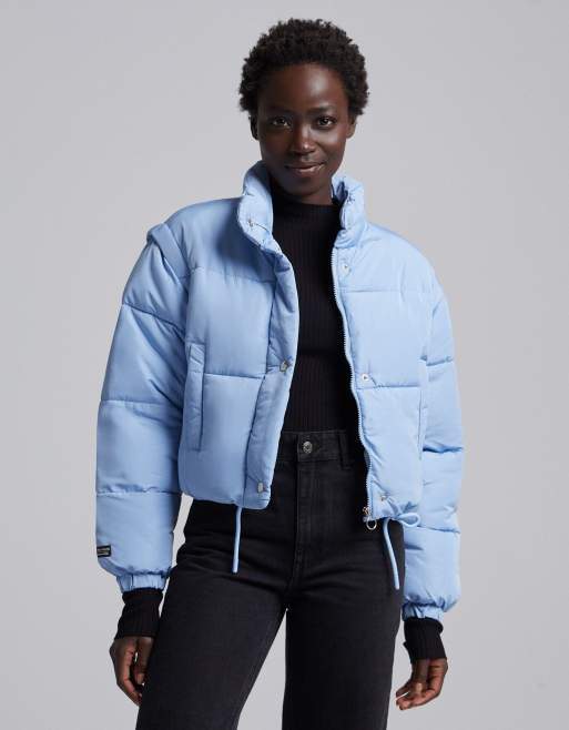 Baby blue 2025 cropped puffer jacket