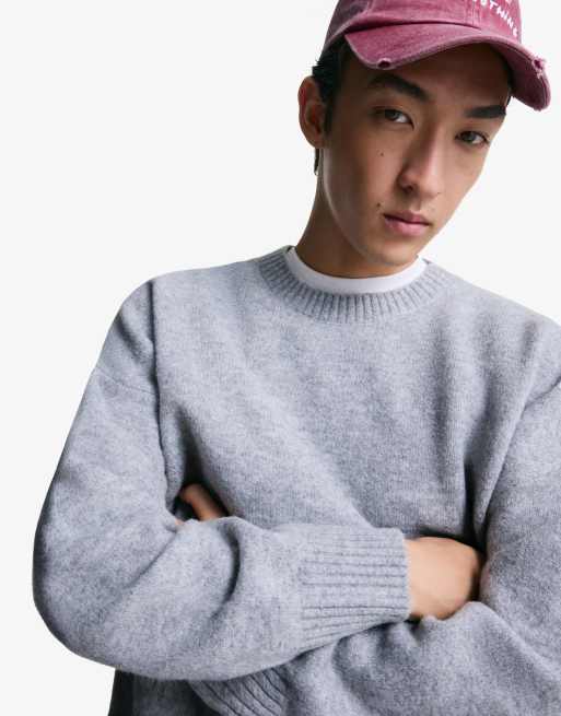 Bershka Cropped jumper in light grey