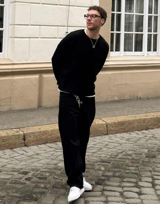 Bershka Cropped jumper in black