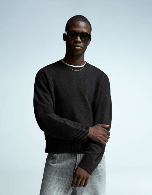 Bershka Cropped jumper in black