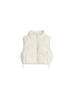 Bershka - Cropped-Steppweste in Weiß