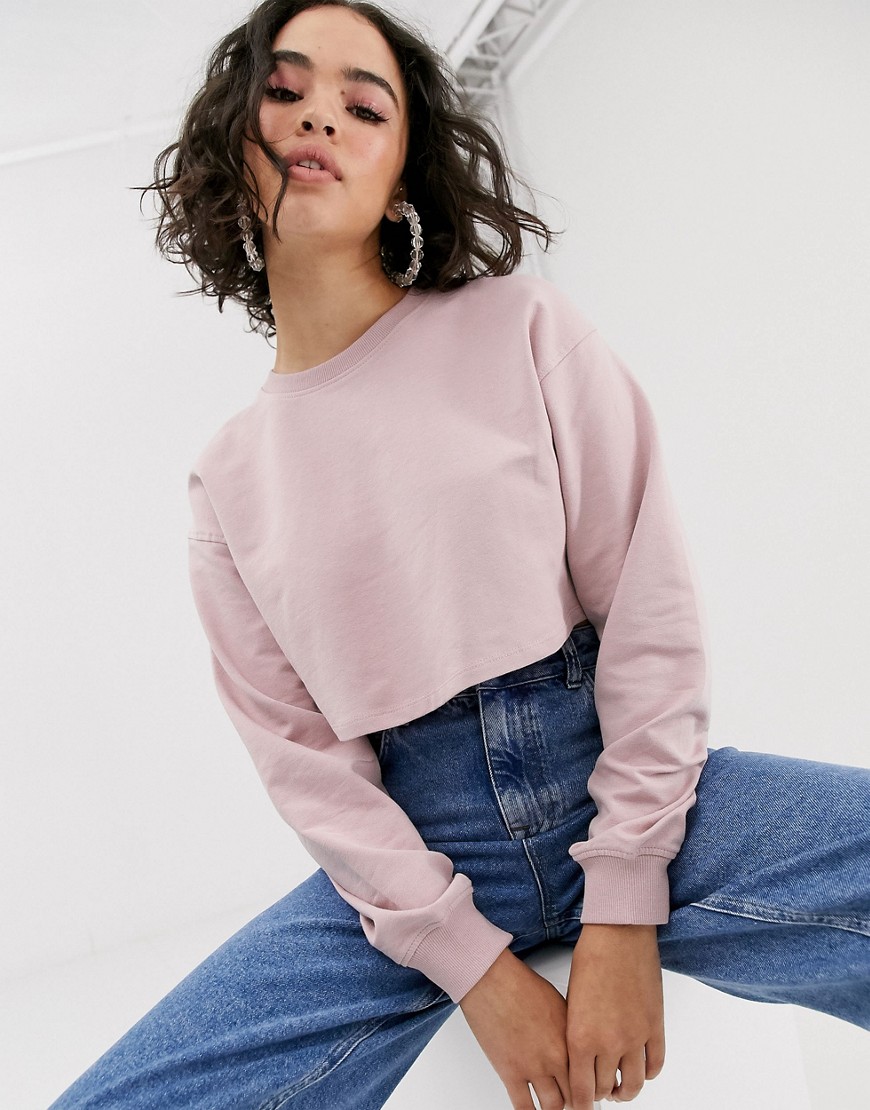 Bershka - Cropped sweater in roze