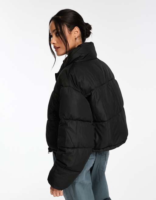 Grey Crop Puffer Padded Jacket –