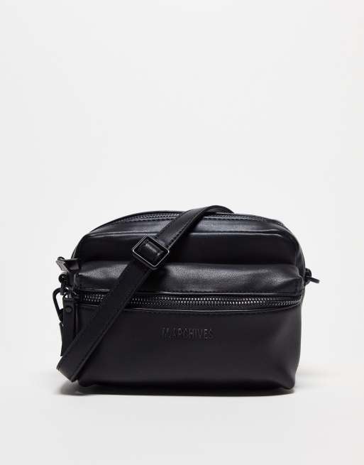 Bershka cross body PU bag in black ASOS