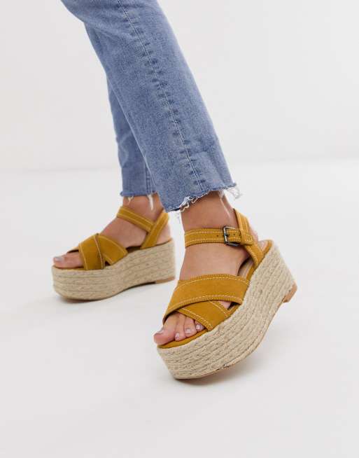 Bershka cross strap espadrille flatform | ASOS