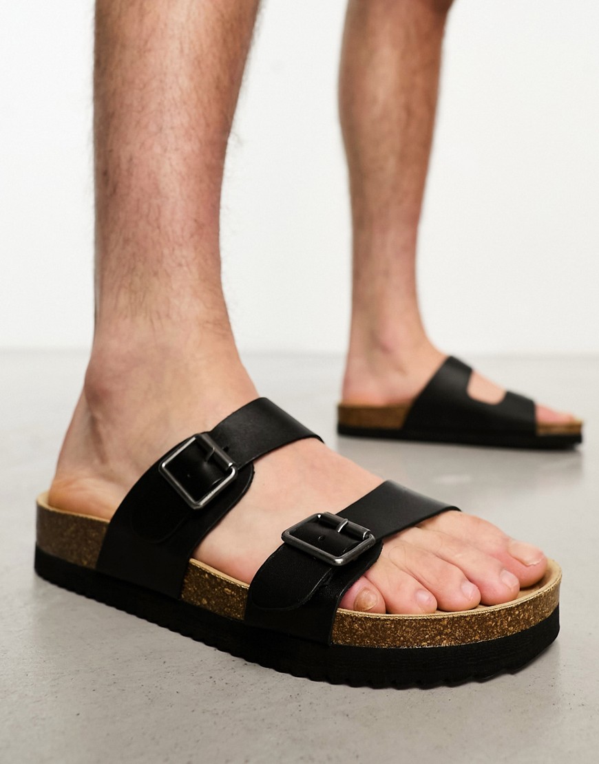 cross strap sandals in black