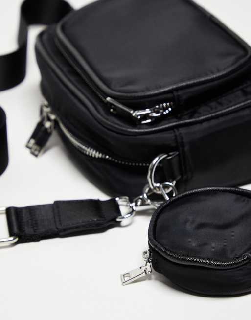 Bershka - Crossbody tas met zak in zwart , 4 van 4