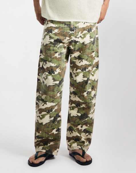 Bershka Crossover-waist print jeans in green - view 1