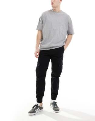 cuffed cargo pants in black