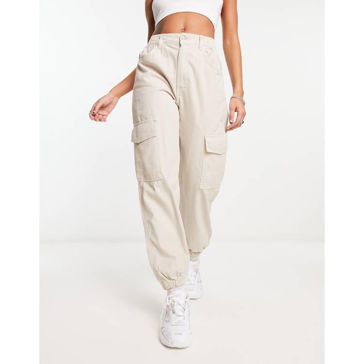 Bershka cuffed cargo pants in brown exclusive at ASOS