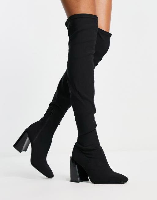 Bershka Cuissardes souples talon Noir