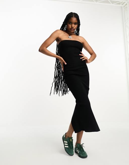 Cut Out Fringe Midi Dress - Black