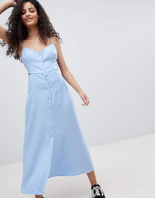 light blue button dress