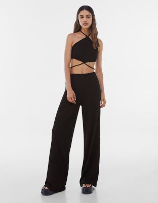 Bershka Cut-out Detail Jumpsuit In Black ModeSens