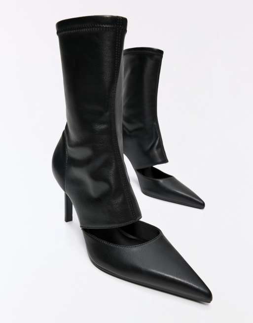 Bershka Cut-out heeled shoes in black, 5 of 6