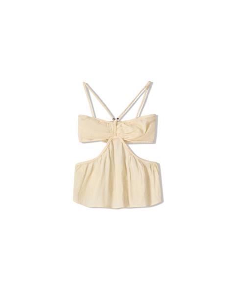 Bershka cut out top in white - view 1
