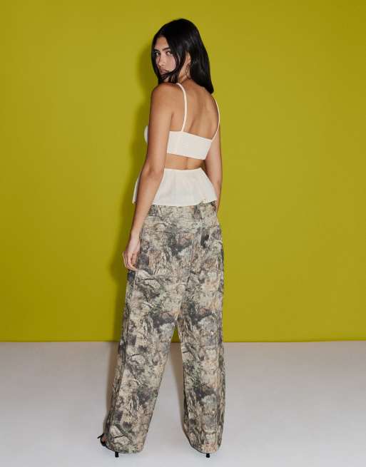 Bershka cut out top in white