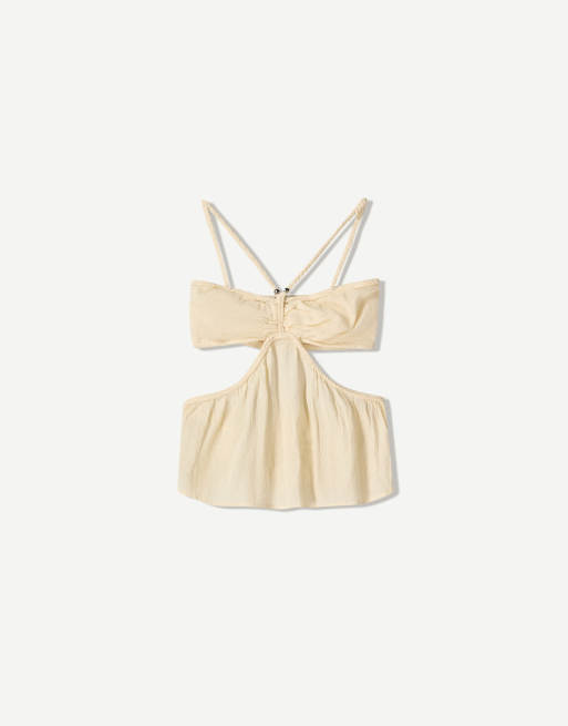 Bershka cut out top in white