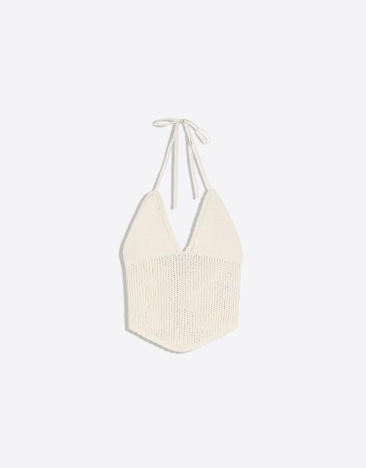 Bershka Cutwork halter top in ecru, 5 of 5