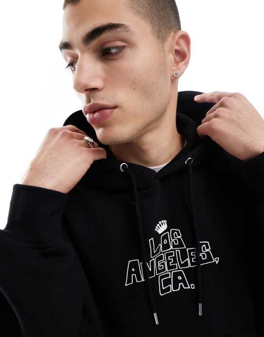 Bershka – Czarna bluza z kapturem i napisem „Los Angeles”, 2 z 4