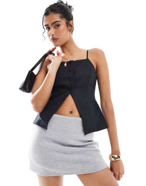 Bershka – Czarna elegancka kamizelka z zabudowanym dekoltem - view 1