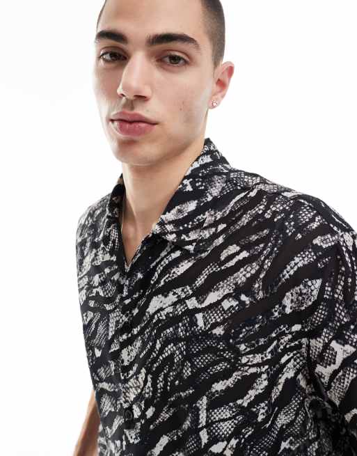 Bershka – Czarna wzorzysta koszula , 2 z 4