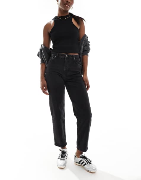 Bershka – Czarne bardzo wygodne jeansy mom fit z podwyższonym stanem - view 1