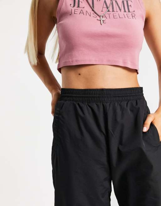 Bershka – Czarne bojówki z nylonu, 3 z 4