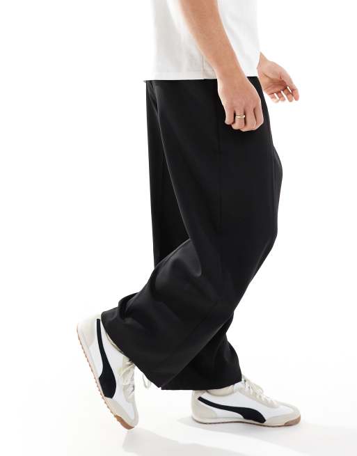 Bershka – Czarne, dopasowane w talii spodnie z balonowymi nogawkami, 3 z 5