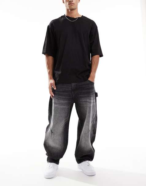 Bershka – Czarne luźne jeansy w stylu carpenter - view 1