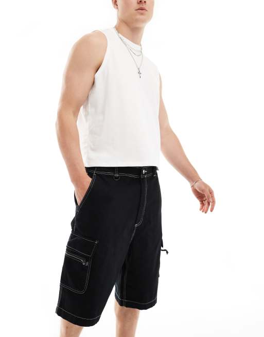Bershka – Czarne miękkie szorty bojówki jeansowe, 3 z 5