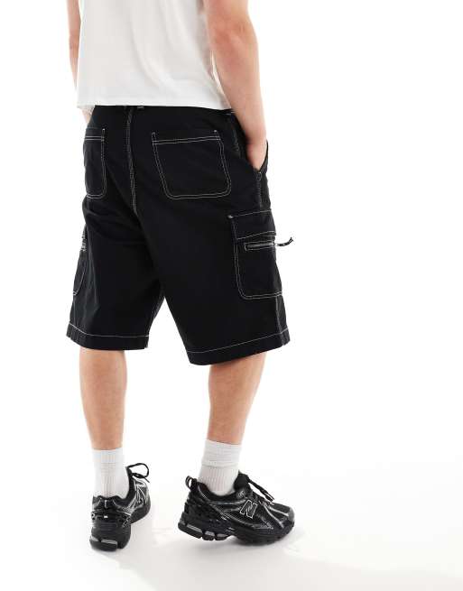 Bershka – Czarne miękkie szorty bojówki jeansowe, 4 z 5