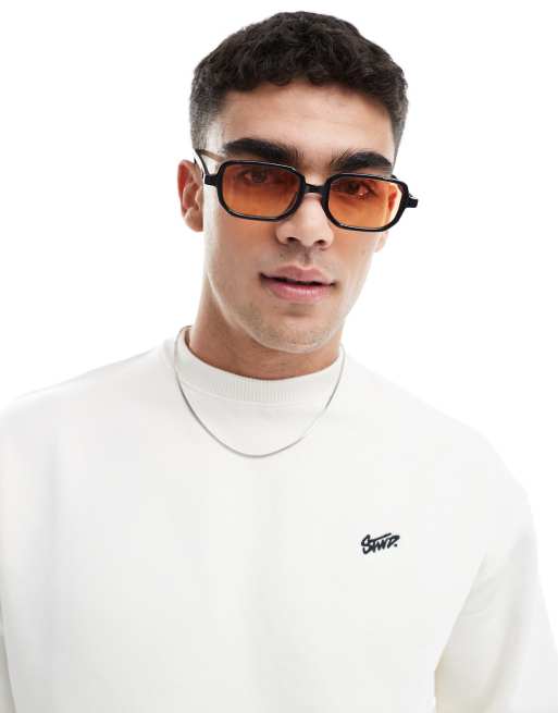 Bershka – Czarne okulary przeciwsłoneczne z pomarańczowymi soczewkami