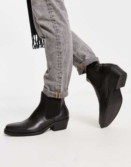 Bershka – Czarne poliuretanowe kowbojki na obcasie, 4 z 4