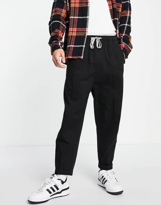Bershka – Czarne spodnie o luźnym kroju z obniżonym krokiem