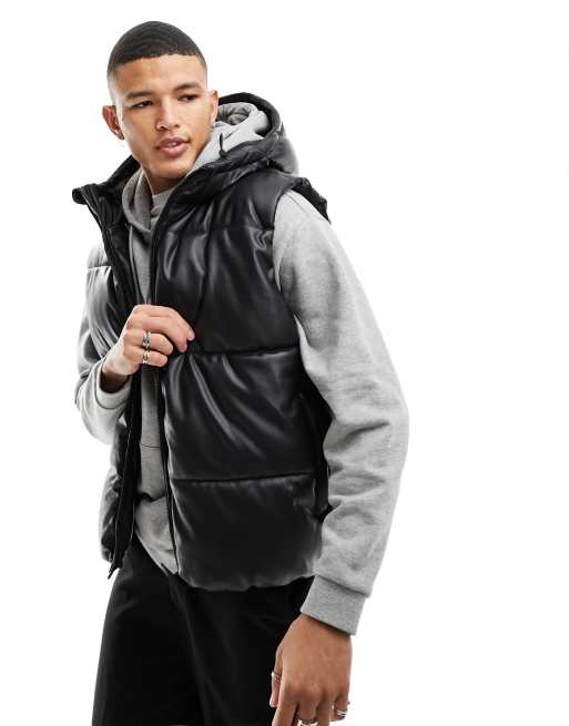 Bershka – Czarny bezrękawnik ze sztucznej skóry