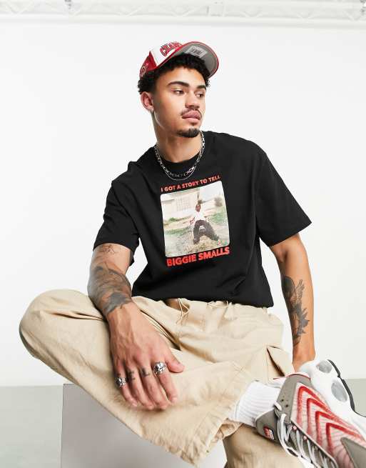 Bershka – Czarny T-shirt z nadrukiem Biggie Smalls