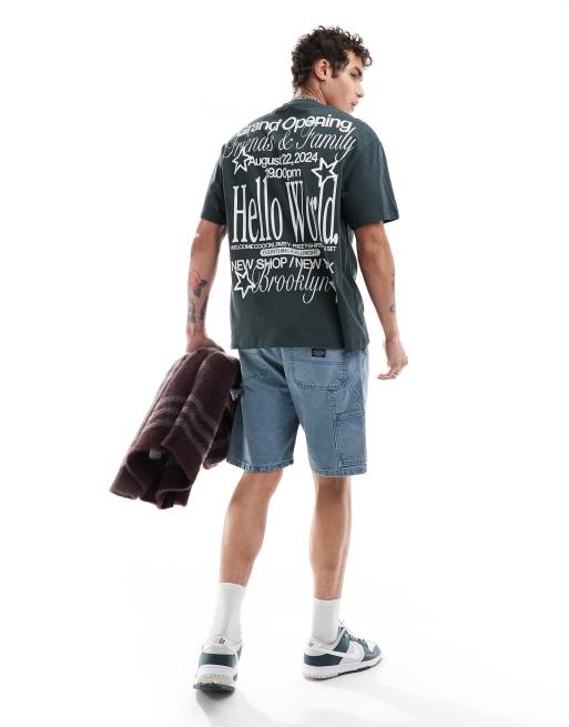 Bershka – Czarny T-shirt z nadrukiem z napisem „Brooklyn” na plecach