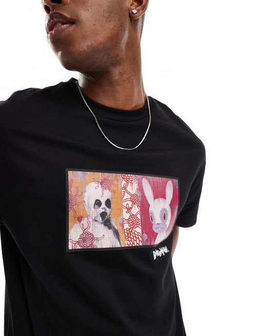 Bershka – Czarny T-shirt ze wzorem Baseman, 2 z 4