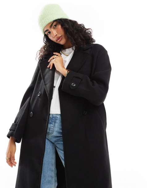 Bershka – Czarny wełniany prochowiec - view 1