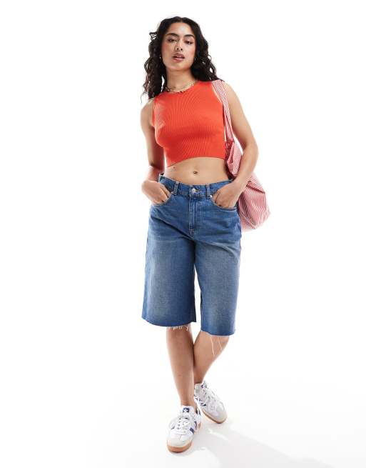 Bershka – Czerwony dzianinowy top z okrągłym dekoltem bez pleców, 2 z 4