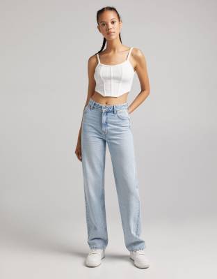 Bershka - Dad jeans met hoge taille in bleekwassing | ASOS